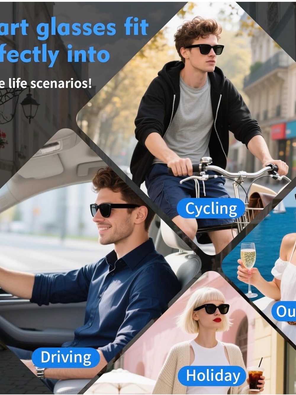 AI Smart Glasses Sunglasses in Black - Picture 9 of 10